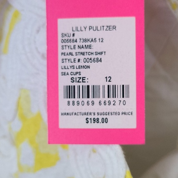 Lilly Pulitzer Pearl Stretch Shift Yellow Dress Size 12 - Picture 8 of 12